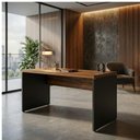 Ver imagem 1 de Mesa Escritório 1,20x0,60m sem Gavetas Workstart Nogal Sevilha/Preto 21469