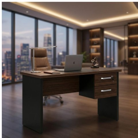 Mesa Escritório 1,70x0,60m - com 2 Gavetas - Workstart - Marsala/Preto - 23475