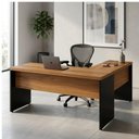 Ver mais imagens de Mesa em L (Mesa 1,50m + Mesa Auxiliar) sem Gavetas Workstart Nogal Sevilha/Preto 21476