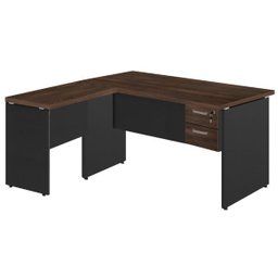Mesa em L (mesa 1,70m + Mesa Auxiliar) - com 2 Gavetas - Workstart - Marsala/preto - 23479 - 2