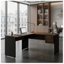 Ver imagem 1 de Mesa em L (Mesa 1,70m + Mesa Auxiliar) - com 2 Gavetas - Workstart - Marsala/Preto - 23479
