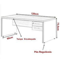 Mesa Escritório 1,20x0,60M - com 2 Gavetas - Workstart - Marsala/Preto - 23471 - 2