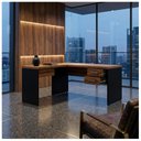 Ver imagem 1 de Mesa em L (Mesa 1,70m + Mesa Auxiliar) 2 Gavetas Workstart Nogal Sevilha/Preto 21479