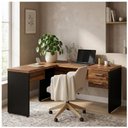 Ver imagem 4 de Mesa em L (Mesa 1,70m + Mesa Auxiliar) 2 Gavetas Workstart Nogal Sevilha/Preto 21479