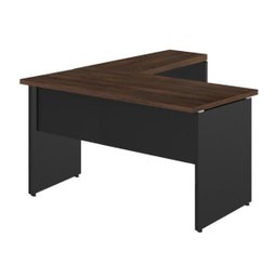 Mesa em L (Mesa 1,50M + Mesa Auxiliar) - com 2 Gavetas - Workstart - Marsala/Preto - 23477 - 1
