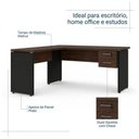 Ver imagem 3 de Mesa em L (Mesa 1,50m + Mesa Auxiliar) - com 2 Gavetas - Marsala/Preto - 23477