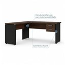 Ver imagem 2 de Mesa em L (Mesa 1,50m + Mesa Auxiliar) - com 2 Gavetas - Marsala/Preto - 23477