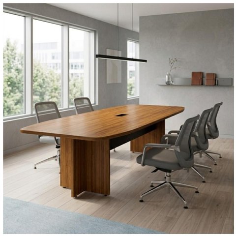 Mesa de Reunião Diretoria - 2,80x1,20m - Nogal Sevilha/Preto - 22016