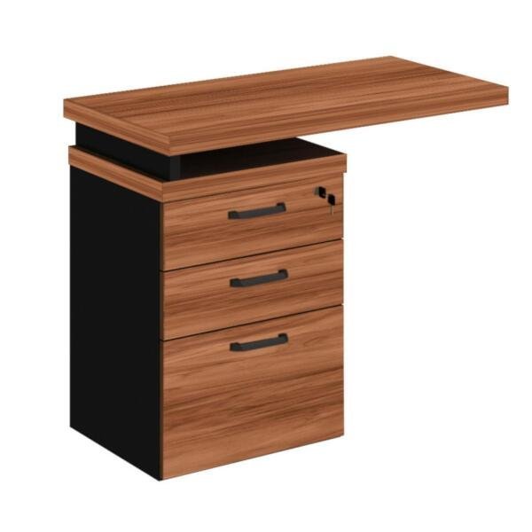 Mesa Auxiliar com 3 Gavetas Pedestal - Work Start - Nogal Sevilha/Preto - 21421 - 1