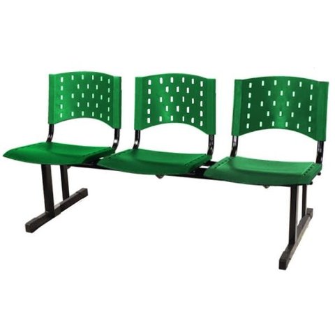 Longarina Plástica 3 Lugares - Cor Verde - Realplast - 33069
