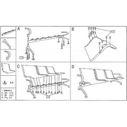 Longarina Aeroporto Estofada com 4 Lugares - Cor Cromada - Ordesing - 33112 - 5