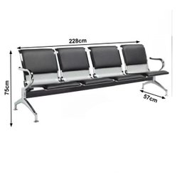 Longarina Aeroporto Estofada com 4 Lugares - Cor Cromada - Ordesing - 33112 - 2