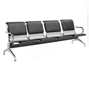 Longarina Aeroporto Estofada com 4 Lugares - Cor Cromada - Ordesing - 33112