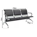 Ver imagem 2 de Longarina Aeroporto Estofada com 3 Lugares - Cor Cromada - Ordesing - 33111