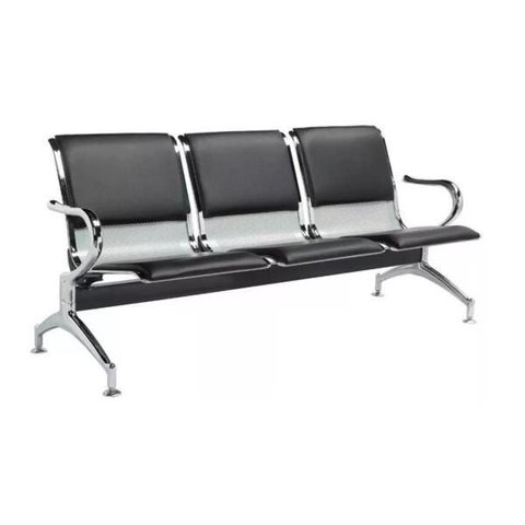 Longarina Aeroporto Estofada com 3 Lugares - Cor Cromada - Ordesing - 33111