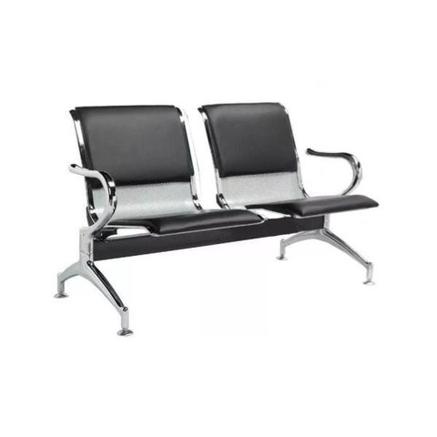 Longarina Aeroporto Estofada com 2 Lugares - Cor Cromada - Ordesing - 33110