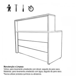 Balcão de Atendimento 1.35x1,13x0,60M - s/ Gavetas - WORKSTART - Nogal Sevilha / Preto - 63081 - 6