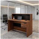 Ver imagem 3 de Balcão de Atendimento 1.35x1,13x0,60m c/ 2 Gavetas Workstart Nogal Sevilha / Preto 63082