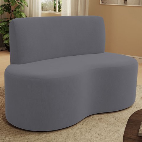 Sofá 2 Lugares 140cm Orgânico para Sala de Estar Living Larissa L02 Suede Cinza - Lyam Decor