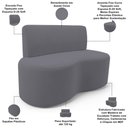 Ver imagem 3 de Sofá 2 Lugares 140cm Orgânico para Sala de Estar Living Larissa L02 Suede Cinza - Lyam Decor