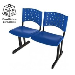 Longarina Plástica 2 Lugares - Cor Azul - Realplast - 33072 - 7