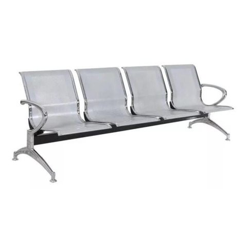 Longarina Aeroporto com 4 Lugares - Cor Cromada - Ordesign - 33109