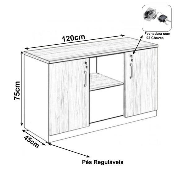 Armário Baixo Credenza com Nicho Central - 2