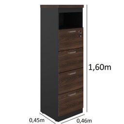  Arquivo 4 Gavetas Pasta Suspensa - 1,60x0,46x0,45M - WORKSTART - Marsala / Preto - 51013 - 2