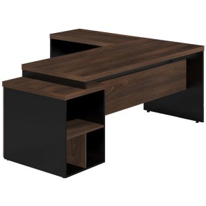 Mesa Pedestal com Mesa Auxiliar - 1,92x1,60M - Workstart - Marsala/Preto - 23484