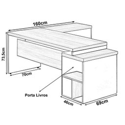 Mesa Pedestal com Mesa Auxiliar - 1,92x1,60M - Workstart - Marsala/Preto - 23484 - 4