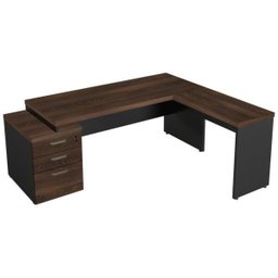 Mesa Pedestal com Mesa Auxiliar - 1,92x1,60M - Workstart - Marsala/Preto - 23484 - 3