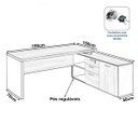 Ver imagem 2 de Mesa Diretorzinha com Aparador - Pé de Madeira - 1,90x1,60M-Workstart - Marsala/Preto/Preto - 234