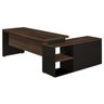 Mesa Diretorzinha com Aparador - Pé de Madeira - 1,90x1,60M-Workstart - Marsala/Preto/Preto - 234 - 4