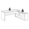 Mesa Diretorzinha com Aparador - Pé de Madeira - 1,90x1,60M-Workstart - Marsala/Preto/Preto - 234 - 5