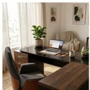 Ver mais imagens de Mesa para Escritório em L de Vidro Fumê Workyaris Marsala/Preto