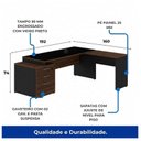 Ver imagem 3 de Mesa para Escritório em L de Vidro Fumê Workyaris Marsala/Preto