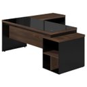 Ver imagem 1 de Mesa para Escritório em L de Vidro Fumê Workyaris Marsala/Preto