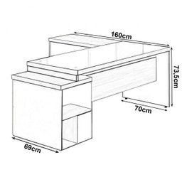 Mesa para Escritório em L de Vidro Fumê Workyaris Marsala/Preto - 3