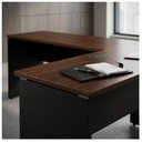 Ver imagem 2 de Mesa em L (Mesa 1,70m + Mesa Auxiliar) - sem Gavetas - Marsala/Preto - 23478