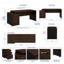Ver imagem 2 de Mesa Pedestal Reta (03 Gav.) - 1,92x0,70m - Workyaris - Marsala/Preto - 23485