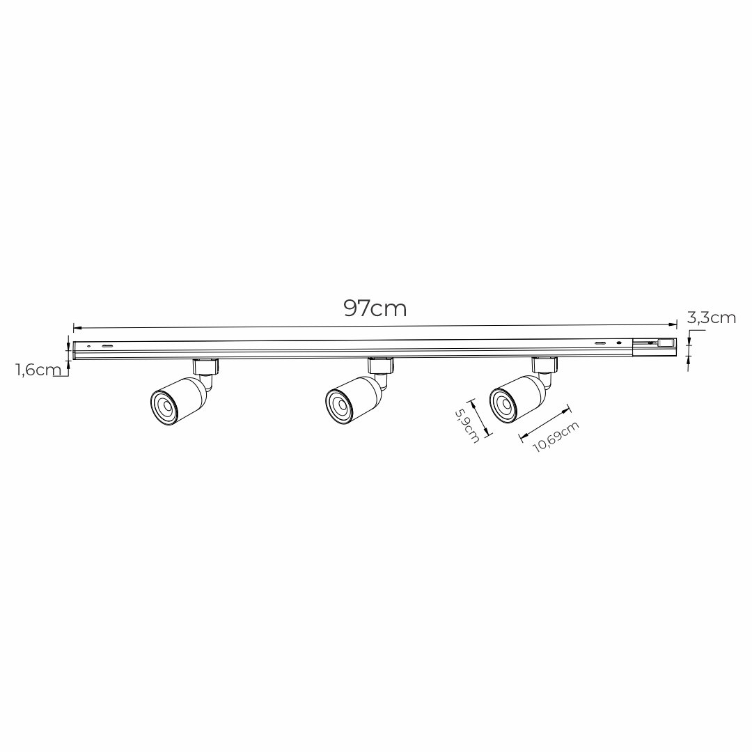 Kit Trilho Eletrificado 3000k 1m+ 3 Spots Led 8w Lu13047 - 3