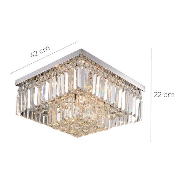 Lustre Plafon Cristal Transparente Legítimo K9 42x42cm - 4