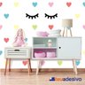 2 Cílios Olhos Fechados Adesivos Parede Infantil + Coração Colorido - 1