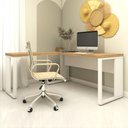 Ver imagem 1 de Mesa de Escritório em L Linha Industrial Metalon Tampo 40mm
