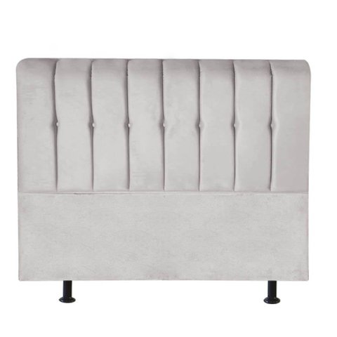 Cabeceira Estofada Kiara 140cm Casal Box Quarto Suede Cinza Claro - Gat Magazine