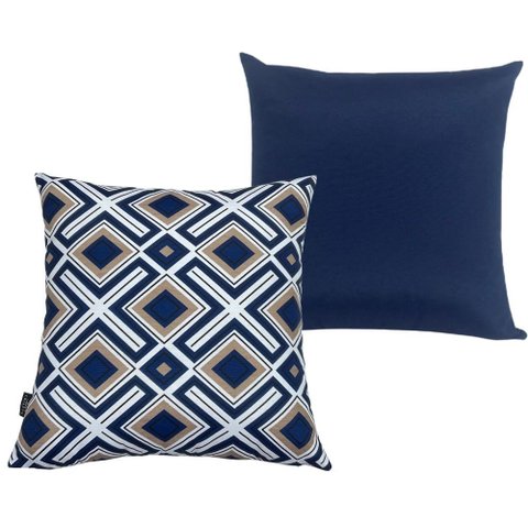 Almofadas Cheias para Sofá Impermeável Geométrica Azul Lisa Azul Kit 2 45CMX45CM