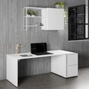 Ver imagem 1 de Escrivaninha 1,7m C/ Balcão Lateral Nicho e Armário Aéreo F5 Cor:branco