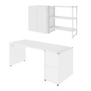 Ver imagem 2 de Escrivaninha 1,7m C/ Balcão Lateral Nicho e Armário Aéreo F5 Cor:branco