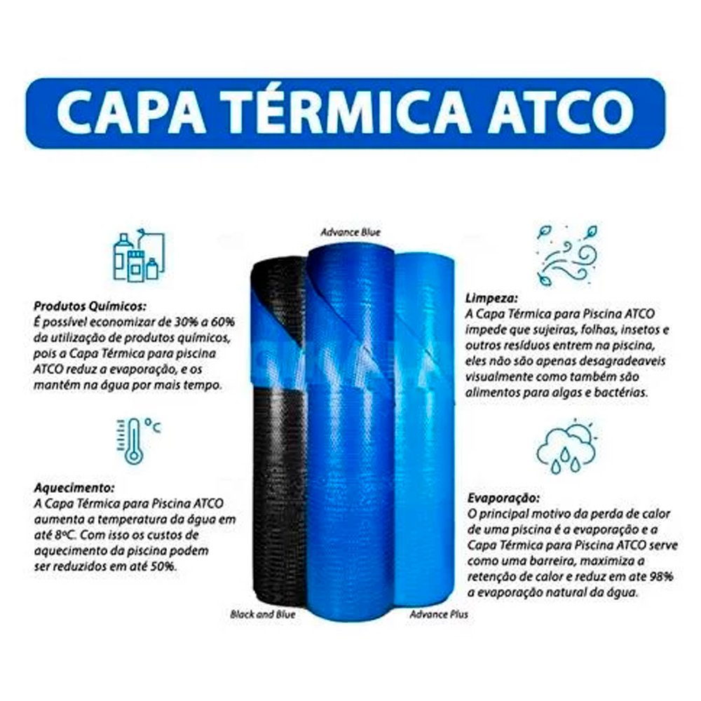 Capa Térmica Para Piscina Aquecida 6x5 Metros 300 Micras Original Atco Advanced Blackout - 5
