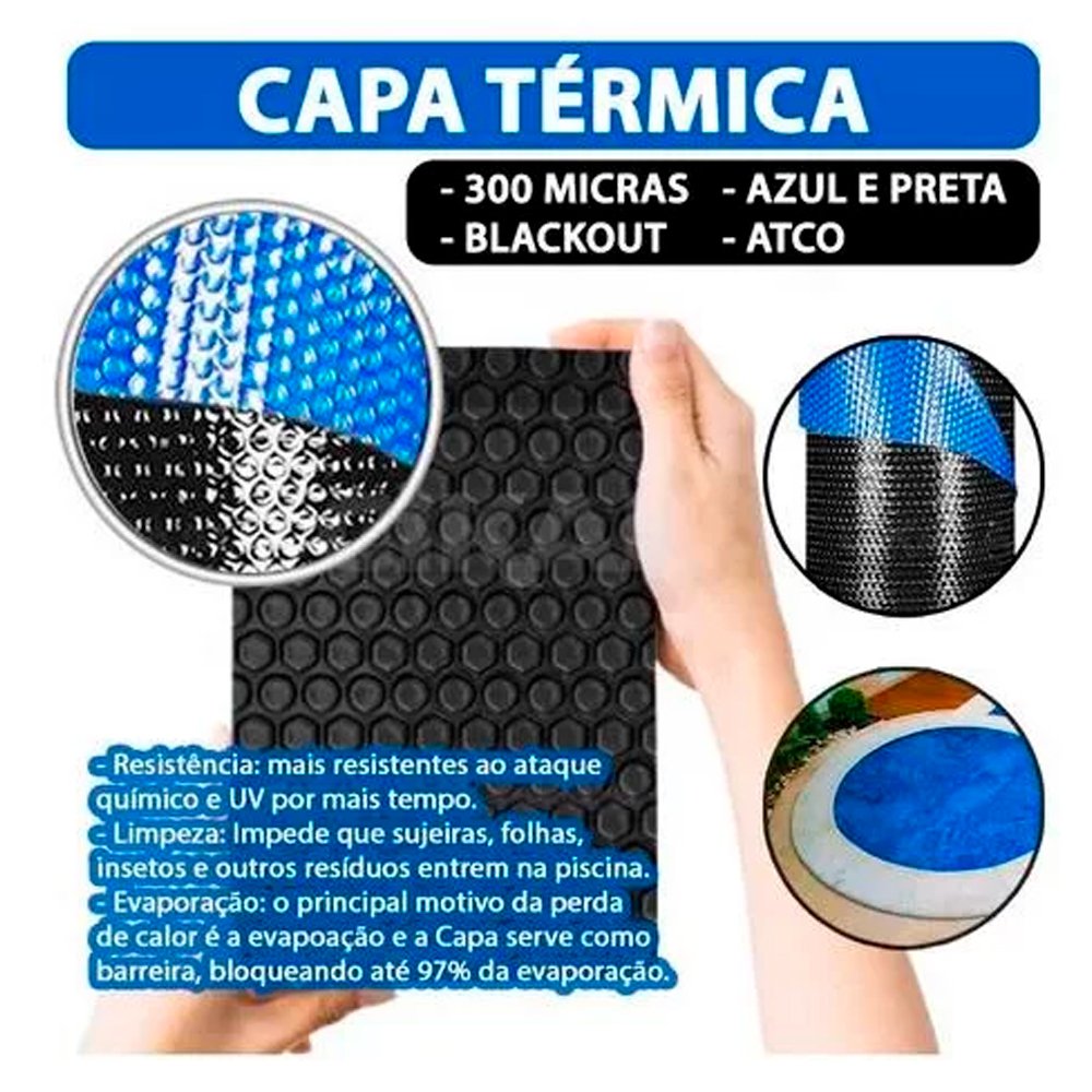 Capa Térmica Para Piscina Aquecida 6x5 Metros 300 Micras Original Atco Advanced Blackout - 4